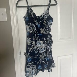 Speechless Wrap Dress Blue Floral